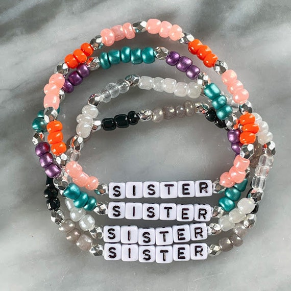 Sister Beaded Elastic Stretch Word Bracelet Gift for Sister