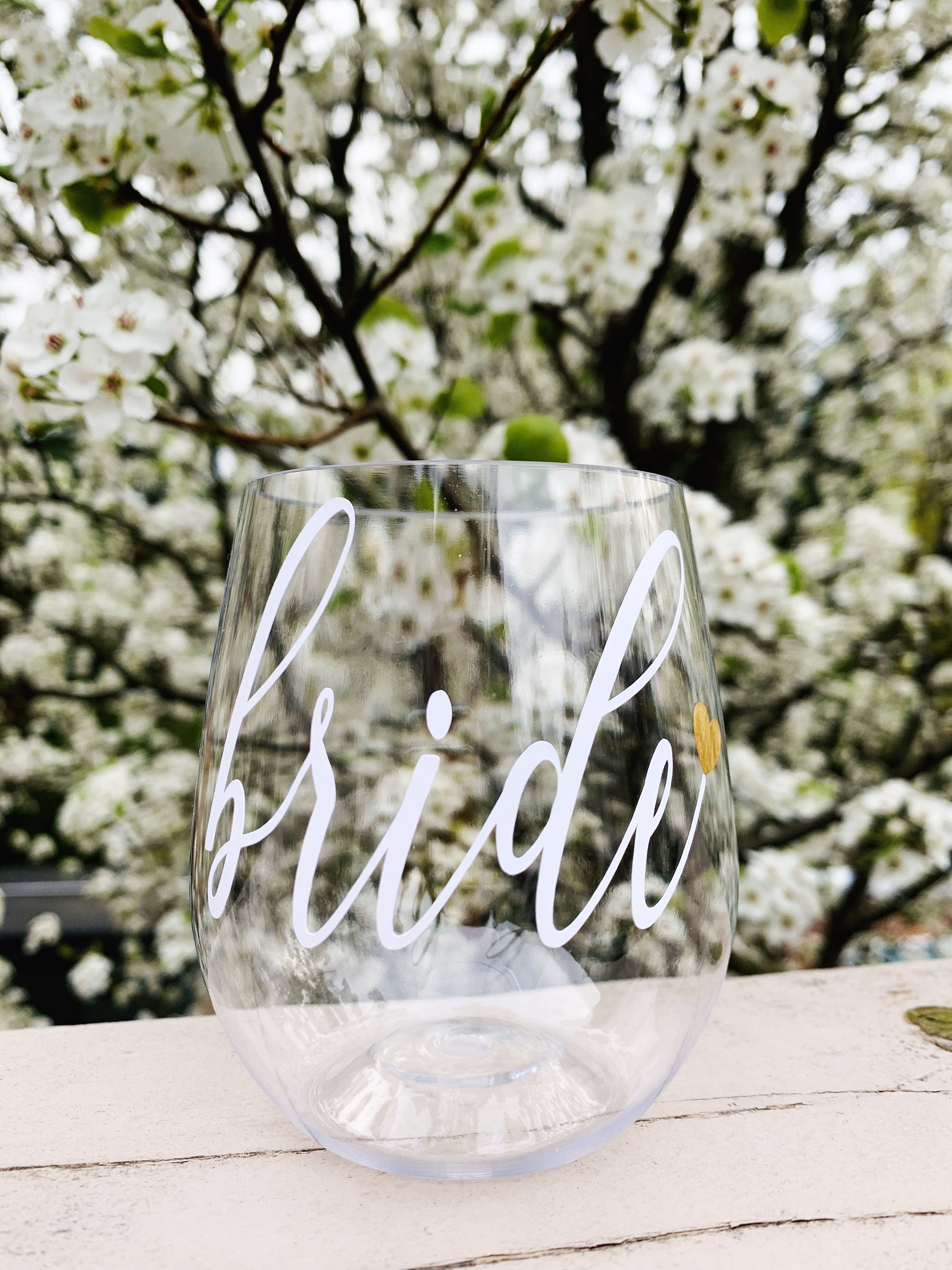 Personalized PLASTIC Stemless Wine Glass Bridesmaid Glasses Etsy