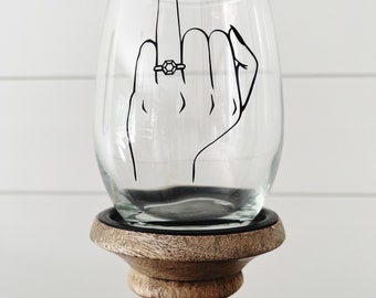 Wedding Ring Finger Wine Glass - Couples