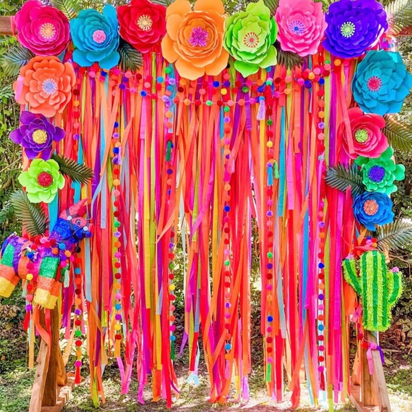 Colorful Backdrop, Photo Backdrop, Streamer Backdrop, Fringe Backdrop, Wedding Reception Backdrop, Boho Party Decorations, Fiesta