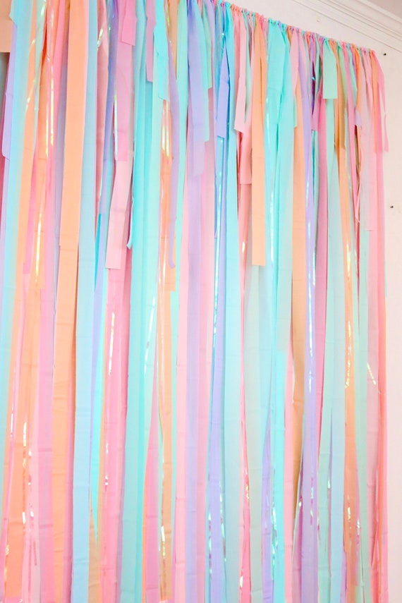 Streamer Backdrop, Fringe Backdrop, Unicorn Party, Unicorn Party  Decorations, Pastel Rainbow, Ice Cream Party, Bachelorette, Groovy, Boho 