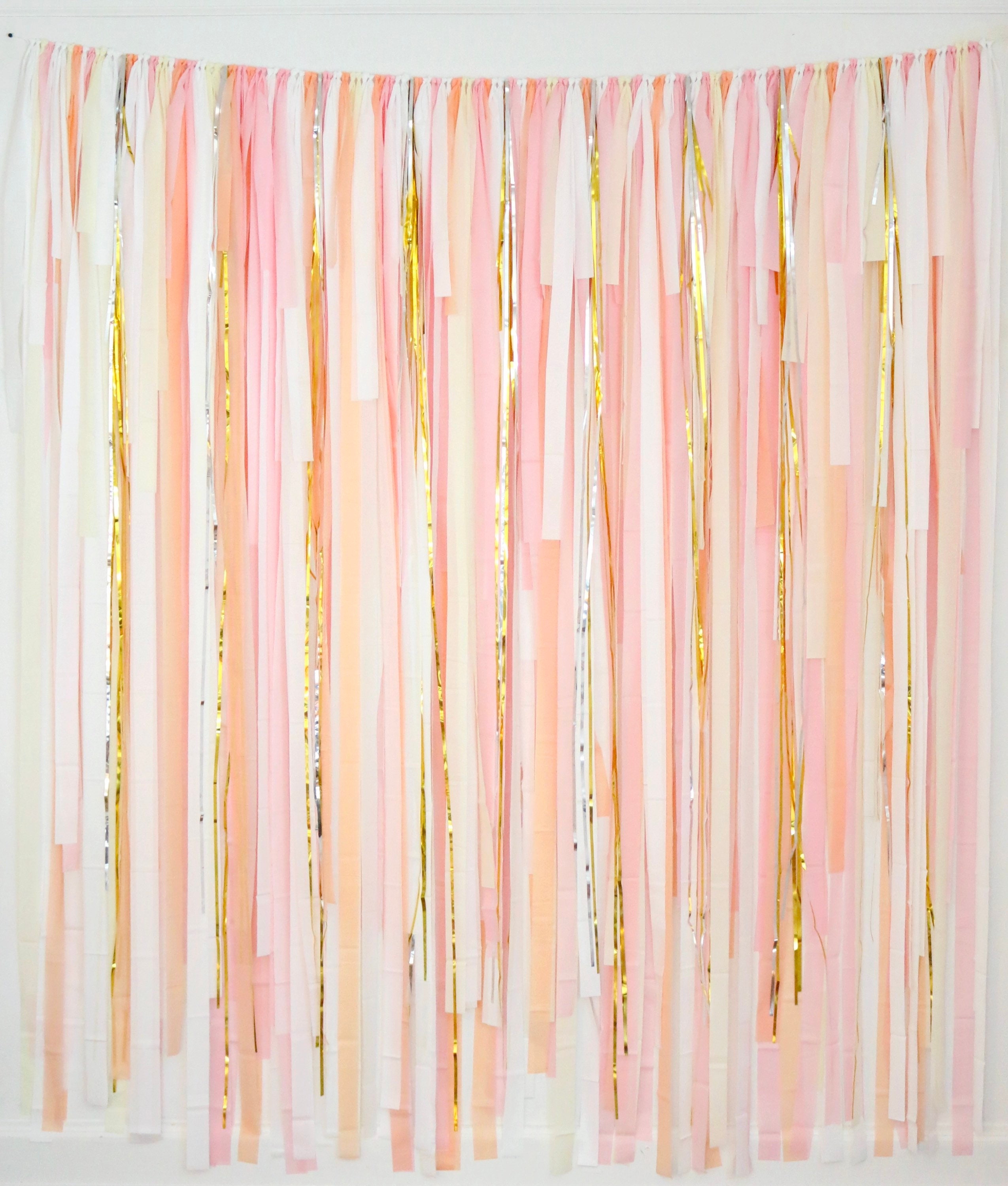 Streamer Backdrop Fringe Backdrop Photo Booth Birthday Decorations Bachelorette Party Festival Boho Pink Peach White Gold