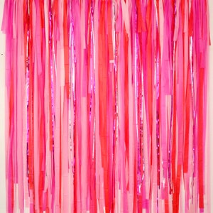 Streamer Backdrop, Fringe Backdrop, Pink Birthday Decorations, Bachelorette, Pink and Red Party, American Girl Party, Pink Theme, Valentine