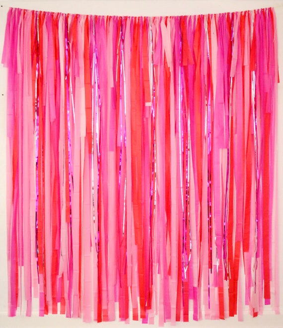 Streamer Backdrop, Fringe Backdrop, Pink Birthday Decorations,  Bachelorette, Pink and Red Party, Unicorn Party, Pink Theme, Valentine 