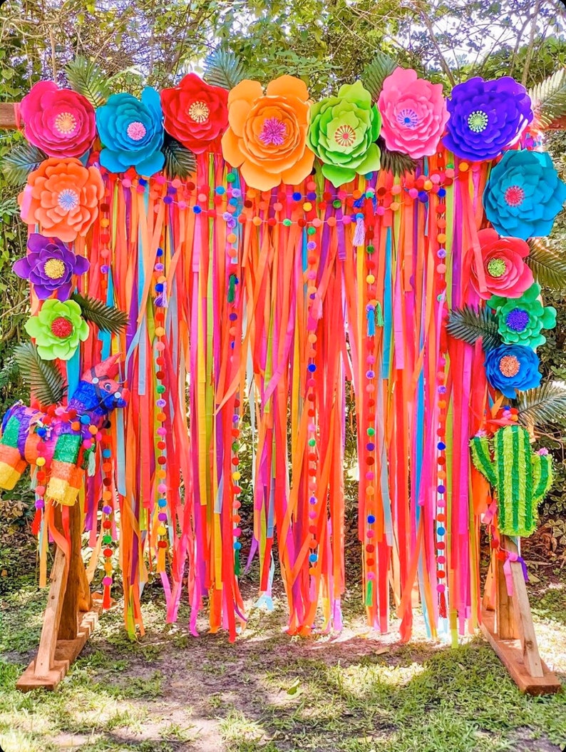 Colorful Backdrop Photo Backdrop Streamer Backdrop Fringe Etsy