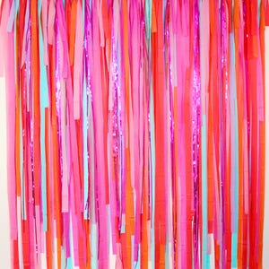 Streamer Backdrop, Fringe Backdrop, Fringe Photo Backdrop, Tutti Frutti, Pink Orange, Birthday, Bachelorette Decorations, Party