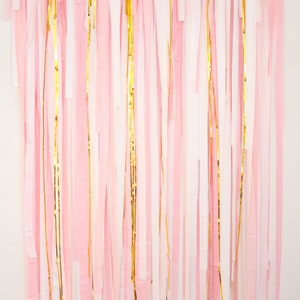 Streamer Backdrop, Fringe Backdrop, Wedding Backdrop, Photo Booth, Birthday Party Decorations, Bachelorette Party Backdrop, Pink White Gold