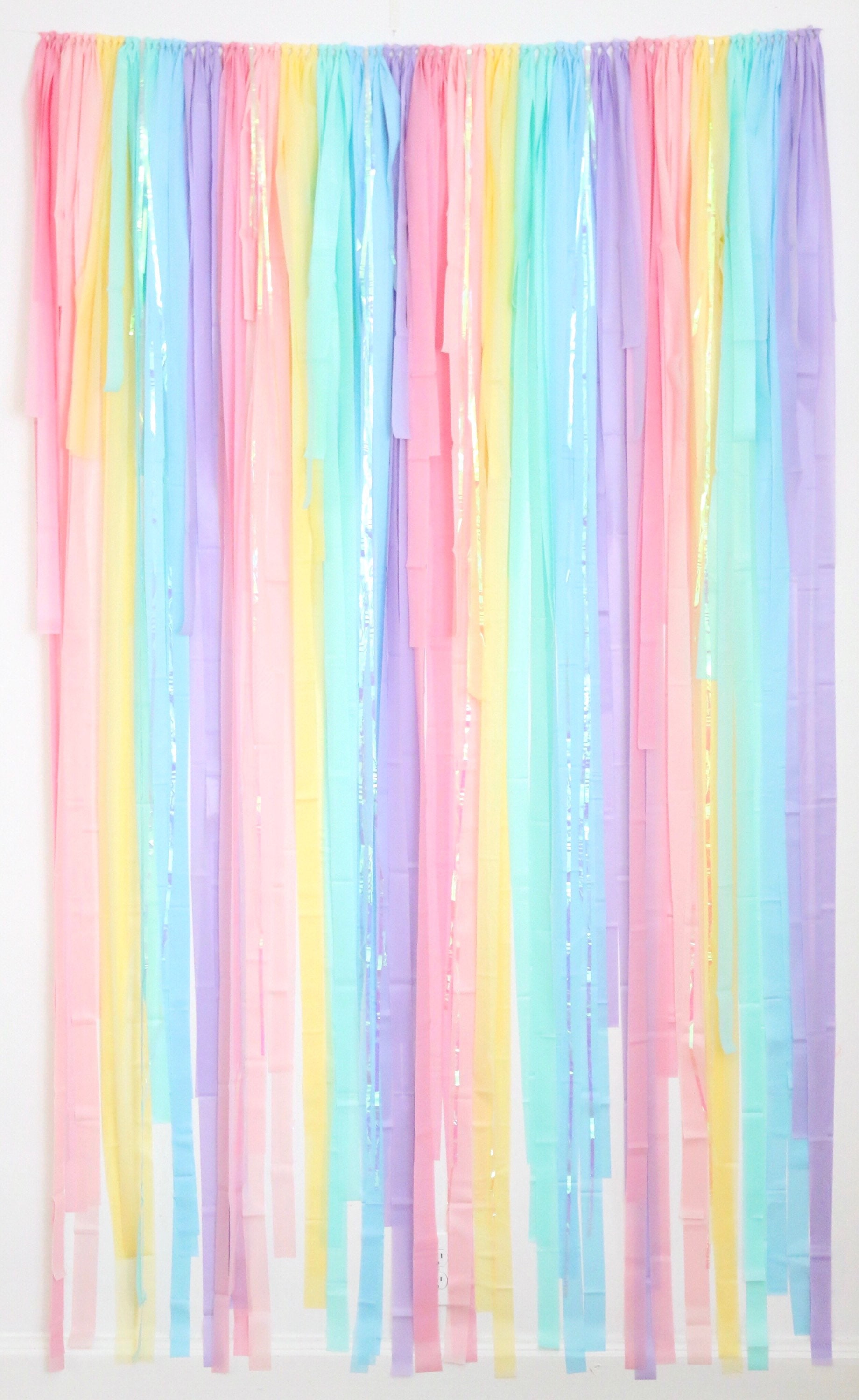 Pastel Rainbow Streamers Backdrop, Pastel Crepe Paper Streamers