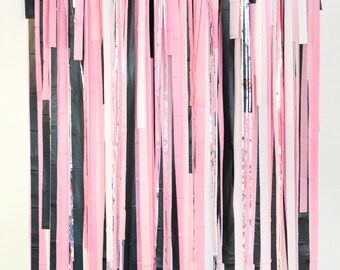 Luftschlangen Fringe Backdrop, Pink Schwarz und Party Dekorationen, Geburtstag, Junggesellenabschied, Nashville, Nash Bash, Disco Cowgirl, Bride or Die