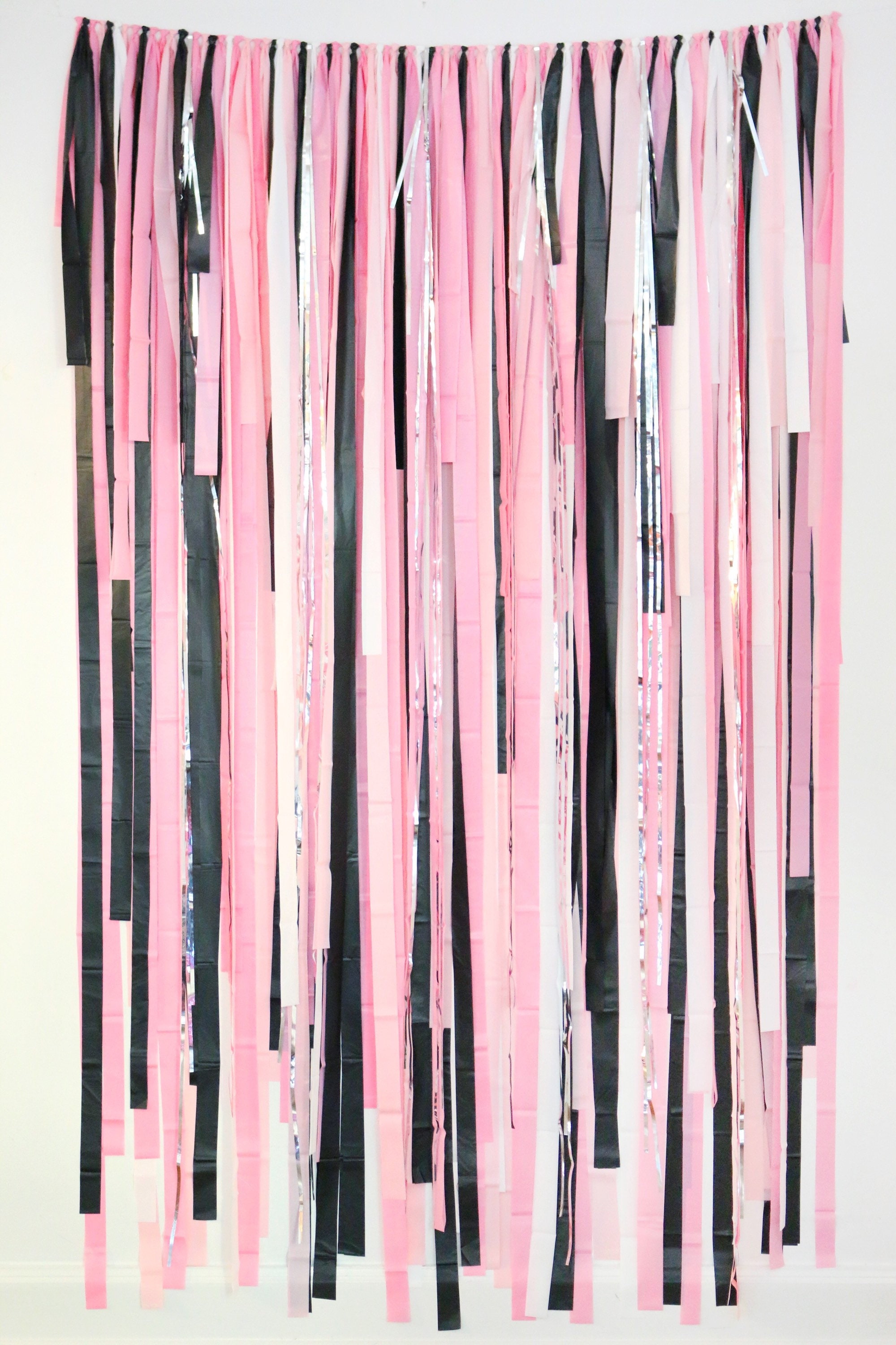 TERGAYEE Fringe Backdrop Curtain,Hot Pink Streamers for Pink Party