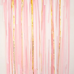 Streamer Backdrop, Fringe Backdrop, Pink and Gold Decorations, Birthday Party, Princess, Baby Shower, First Birthday, Dessert Table, Photo