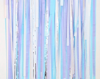 Streamer Backdrop, Fringe Backdrop, Frozen Birthday Party Decorations,  Frozen Backdrop, Frozen Streamers, Winter Wonderland Party 