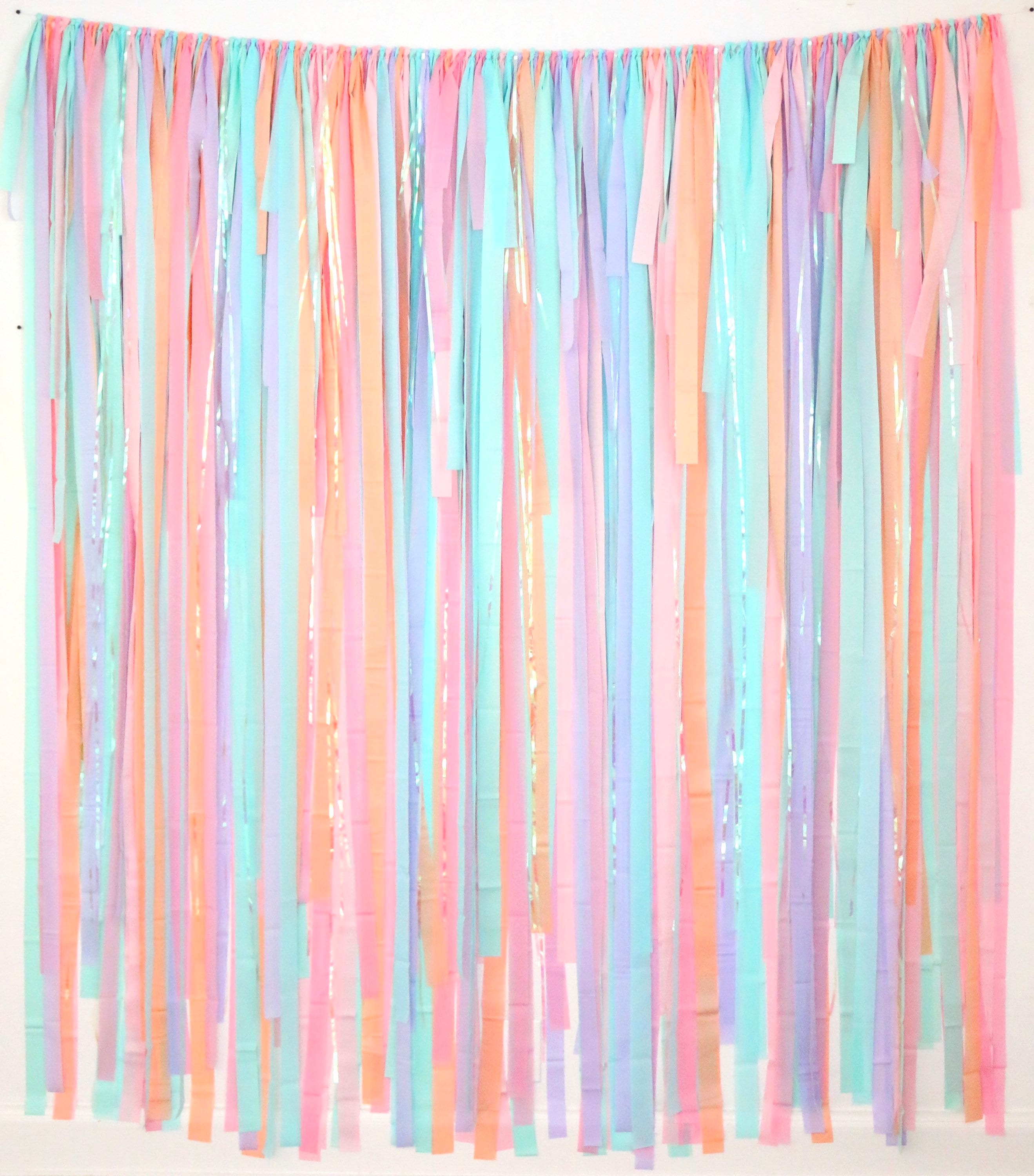 Pastel Rainbow Streamers Backdrop, Pastel Crepe Paper Streamers