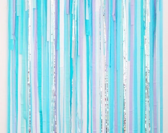 Streamer Backdrop, Fringe Backdrop, Frozen Birthday Party Decorations,  Frozen Backdrop, Frozen Streamers, Winter Wonderland Party 