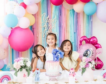 Pastel Party Decor, Pastel Rainbow Birthday, Ice Cream Party, Unicorn Party, Streamer Backdrop, Fringe Backdrop, Baby Shower Decor