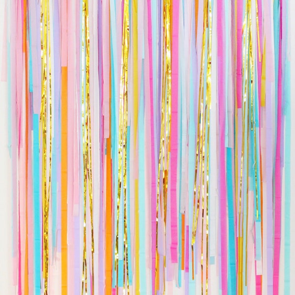 Streamer Backdrop, Fringe Backdrop, Unicorn Party, Unicorn Party Decorations, Pastel Rainbow, Ice Cream Party, Bachelorette, Groovy, Boho