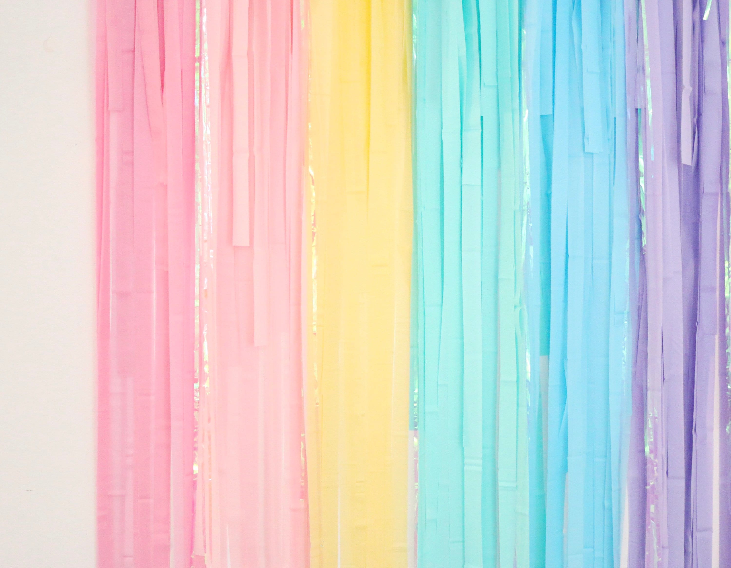 Pastel Rainbow Backdrop Plastic Streamers/baby Shower Backdrop