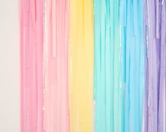 Streamer Backdrop, Fringe Backdrop, Pastel Party Decor, Pastel Rainbow Decoration, Ice Cream Party, Unicorn Party Decoration, Sprinkle Party