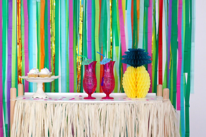 Streamer Backdrop Tropical Party Decorations Moana Birthday Hawaiian Luau Photo Booth Jungle Safari Party Fringe Backdrop Wild one