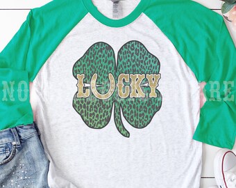 34 Sleeve Lucky Horseshoe Leopard Shamrock Shirt Unisex