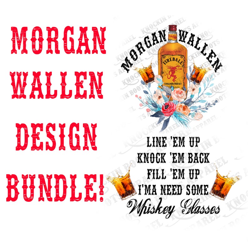 Morgan Wallen Fireball Whiskey Glasses Flowers Country ...