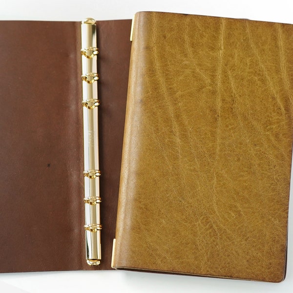 Ring Binder Planner, Italian leather, Minerva box, journal, Planner, Refillable journal