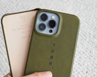 iPhone 13/iPhone 14/iPhone 15 Genuine Leather case, Magsafe, Buttero Miverva Box leather, full cover case,  iPhone 15 Pro/15 Max