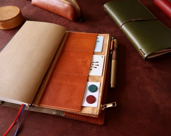 Travelers Notebook/Ring Binder insert pocket, DuPont paper/Leather Zipper Pouch , leather Card Holder,A7,A8(M5), TN/Ring Binder accessories