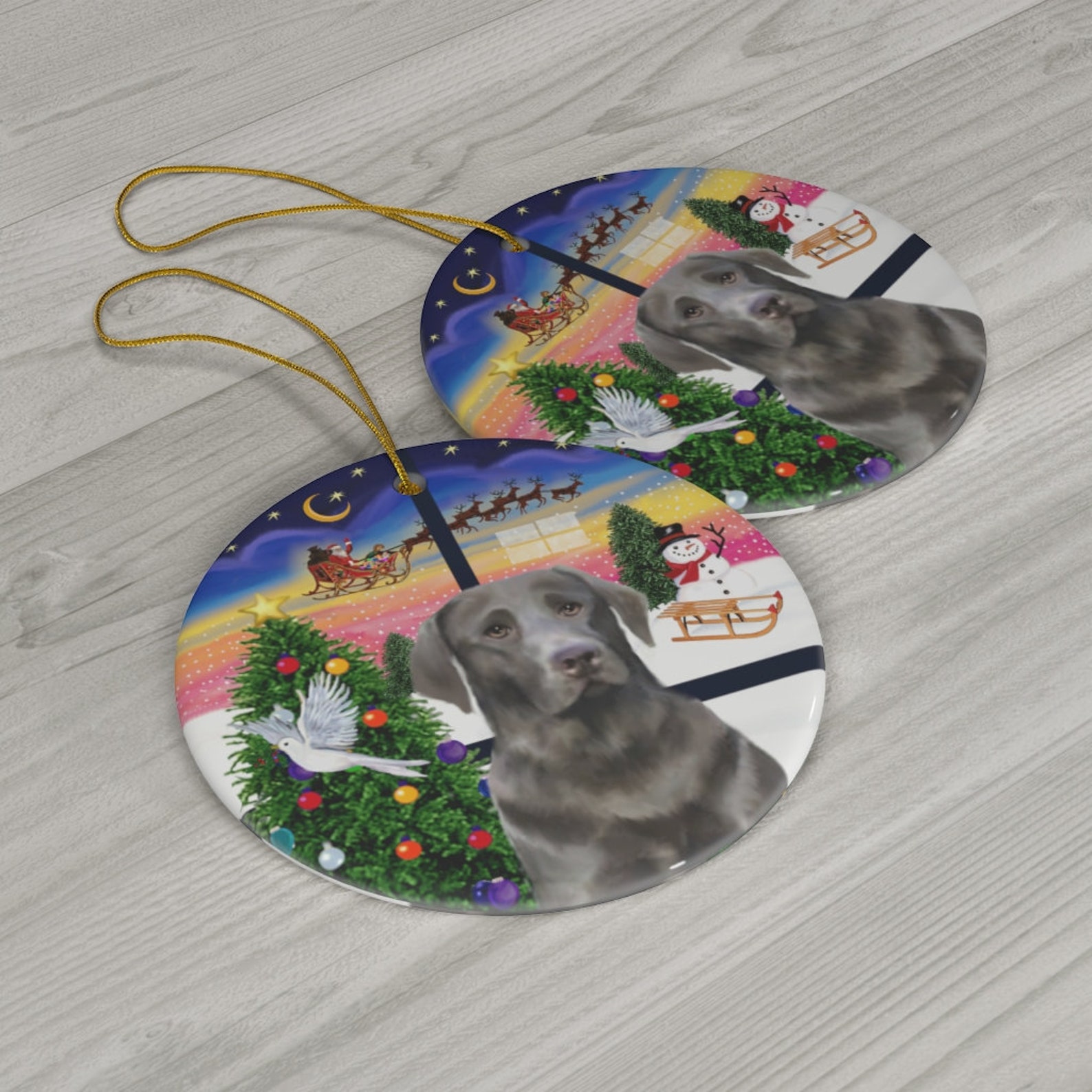 Silver Labrador Retriever in Christmas Window Etsy