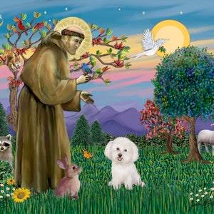 DIGITAL DOWNLOAD:  Saint Francis Blesses a bichon Frise