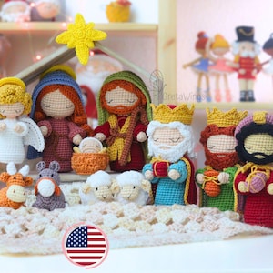 Nativity Crochet Pattern Amigurumi: Mary, Joseph, Baby Jesus, Three Wise Men, Angel, Star of Bethlehem and animals (digital download)