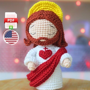 Schema amigurumi di Gesù: un disegno all'uncinetto con amore (download PDF)
