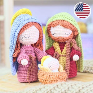 Nativity Crochet Pattern Amigurumi: Mary, Joseph and Baby Jesus by GretaWings (digital download)