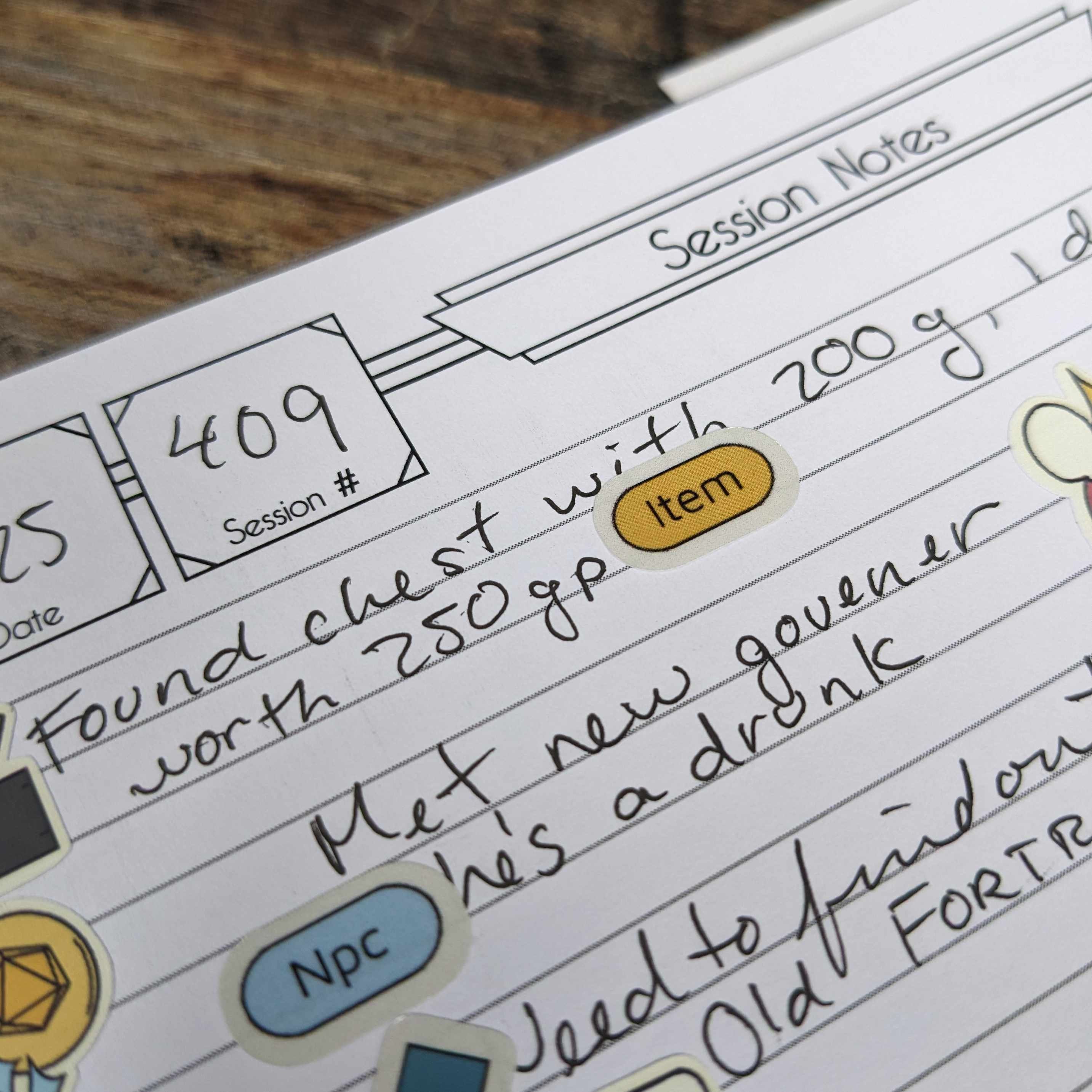Session Notes Stickers | D&D, TTRPG Journal Stickers - Etsy