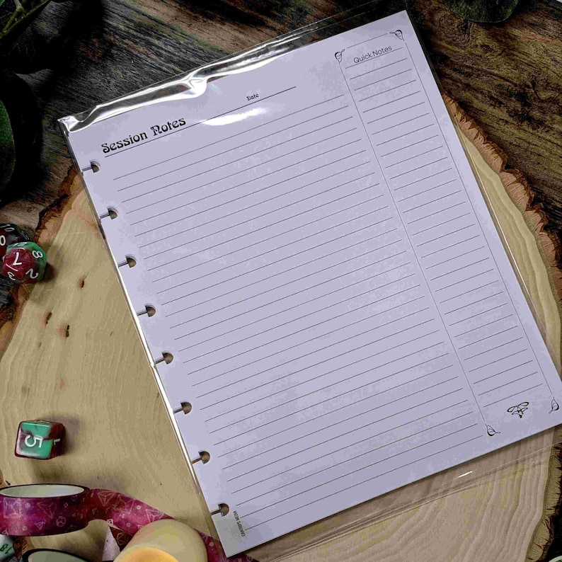 Session Notes Page Pack Refills for Player & Gamemaster Notebooks - Etsy
