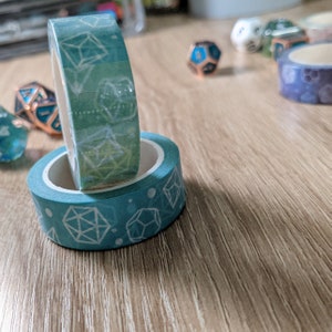 Fita Washi de dados DandD pastel verde e amarelo