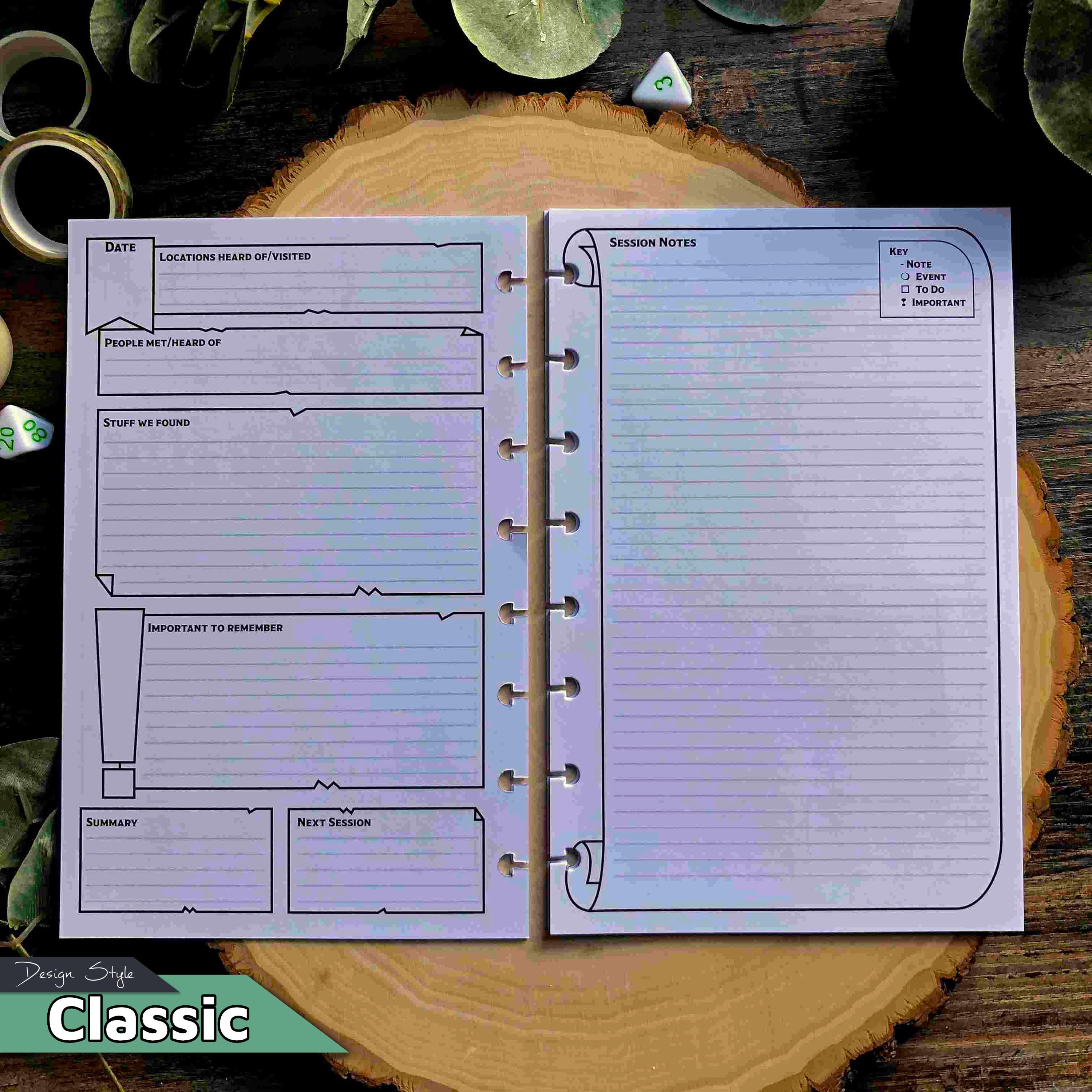 Session Notes Page Pack Refills for Player & Gamemaster Notebooks - Etsy