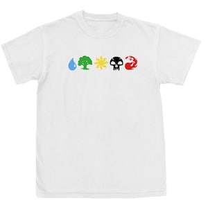 Magic the Gathering, MTG Mana Symbols, White Crewneck T-shirt