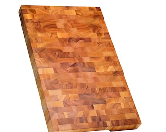 Mahogany End Grain Cutting Board: 20×13×1.6″ Butcher Block with Rubber Feet