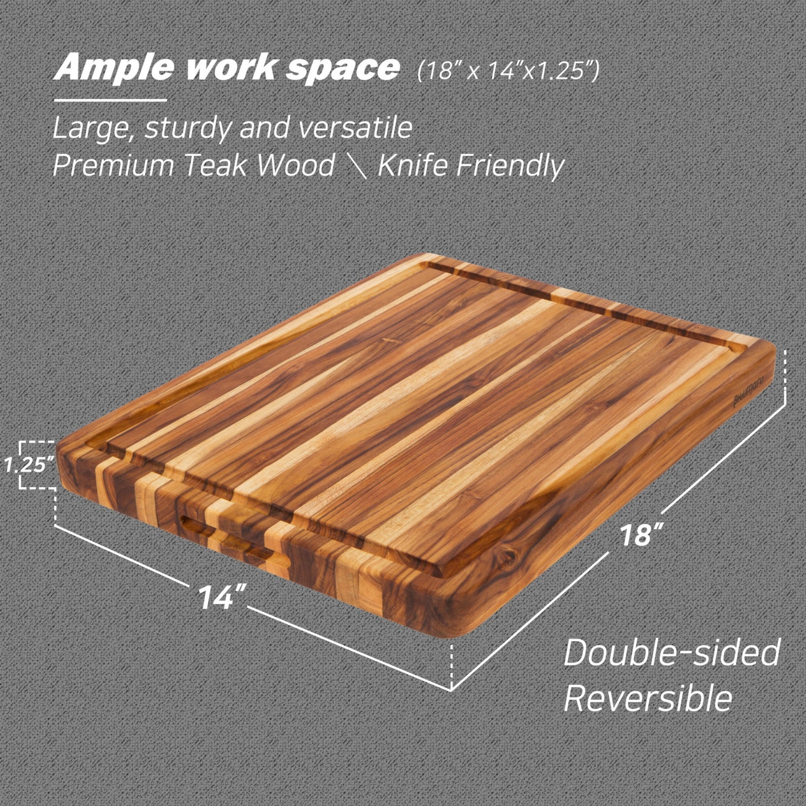 Large Reversible Teak Wood Cutting Board 18 x 14 x 1.25 Inch Etsy