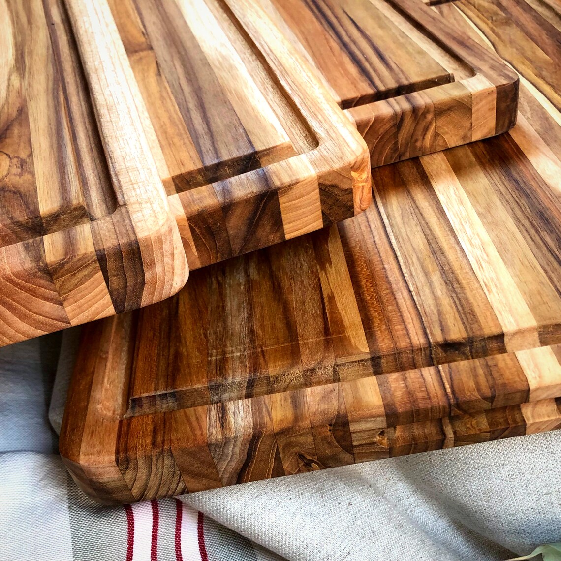 Large Reversible Teak Wood Cutting Board 18 x 14 x 1.25 Inch Etsy