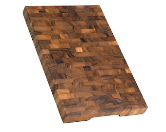 End-Grain Walnut Wood Cutting Board: 20X13X1.6" with Non-Slip Feet, 8lbs.