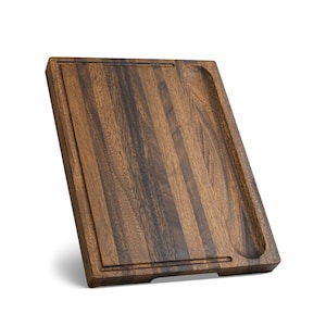 Handmade Walnut Wood Cutting Board: 17x13x1.6" Juice Groove, Handles, Non-Slip Feet