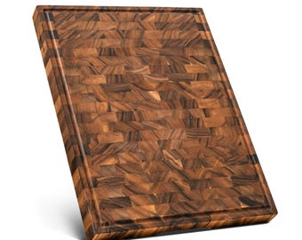 End-Grain Walnut Wood Cutting Board: 24x18x2" with Non-Slip Feet, 20lbs.