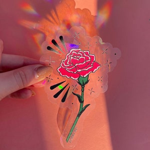 January Birth Flower Suncatcher Window Sticker I Carnation Rainbow Maker Decal