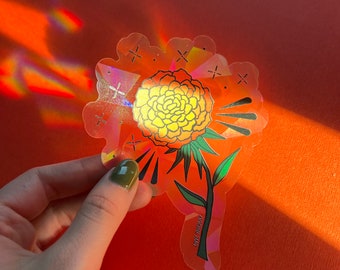 Marigold Rainbow Maker I October Birth Flower Suncatcher Window Sticker