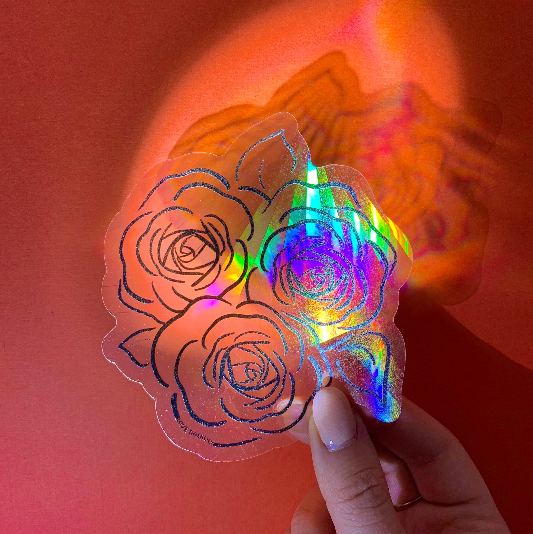 Rose Suncatcher Sticker I Rainbow Maker I Window Sticker I Etsy