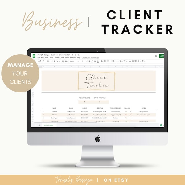 Client Info Tracker Excel Etsy
