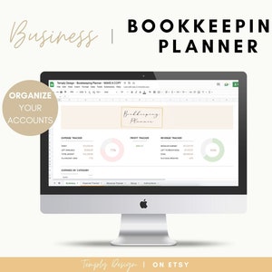 Bookkeeping Planner, Accounting Tracker Spreadsheet, Excel and Google template, Etsy Budgeting,Business Profit and Loss Planning, Tax Report