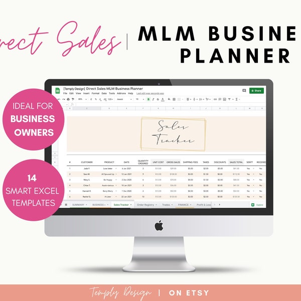 Direct Sales MLM Business Planner, Excel Digital Finances and Product Tracker Bundles, Color Street, Avon, Mary Kay, Herbalife, Scentsy